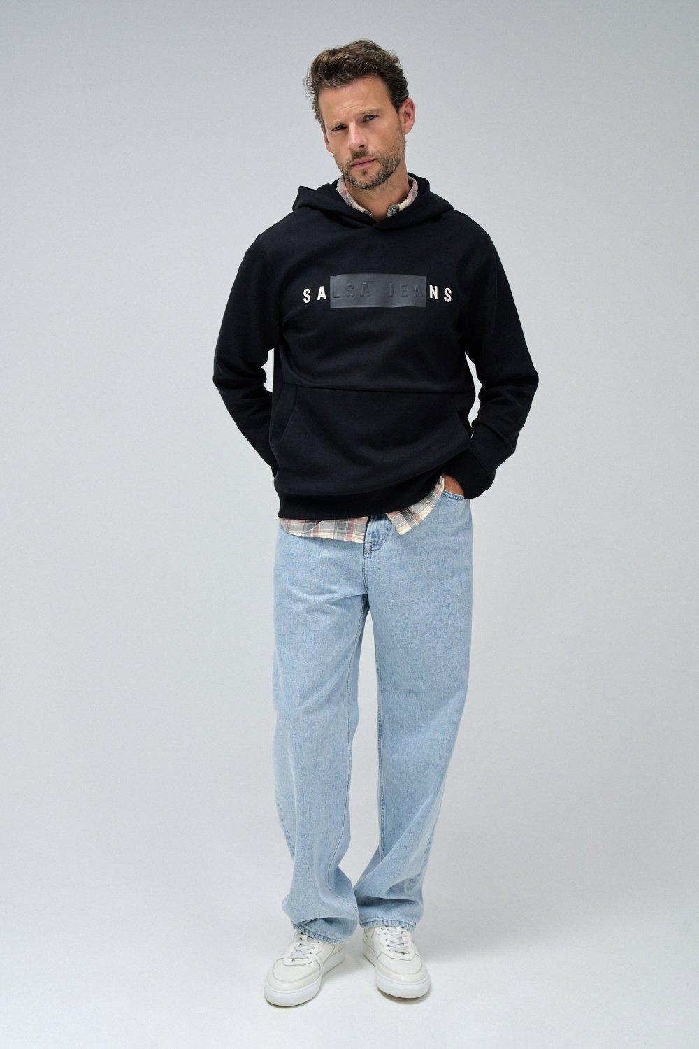 Graphic Casual Hoodie, Black, large image number 1