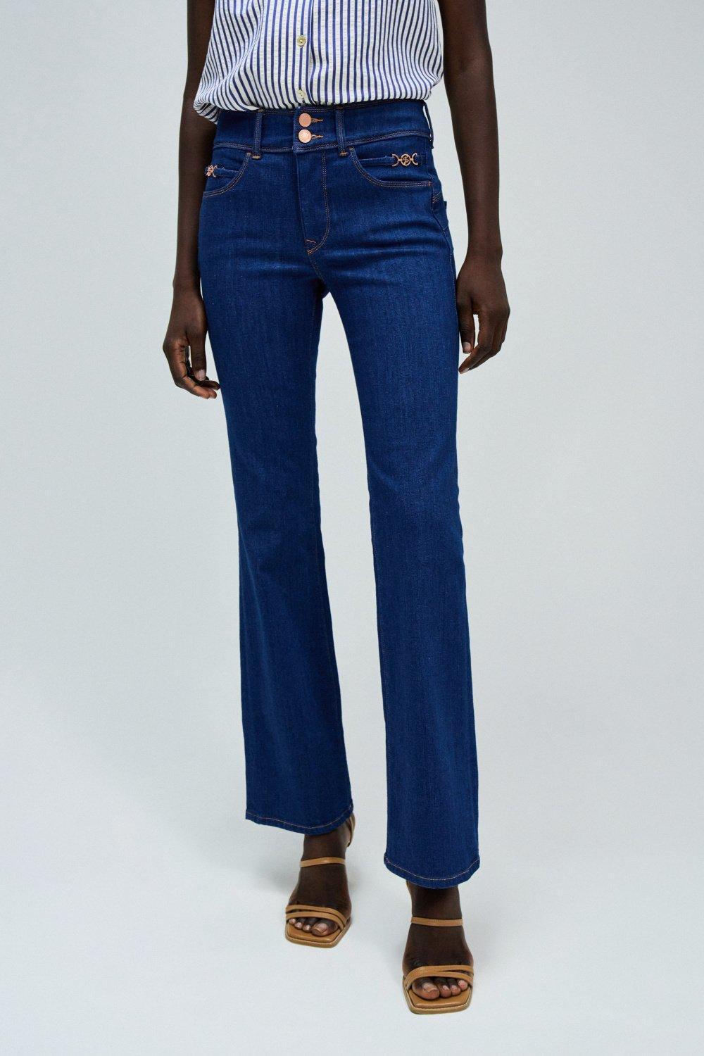 Medium Waist Pants, Dark Blue, large image number 0