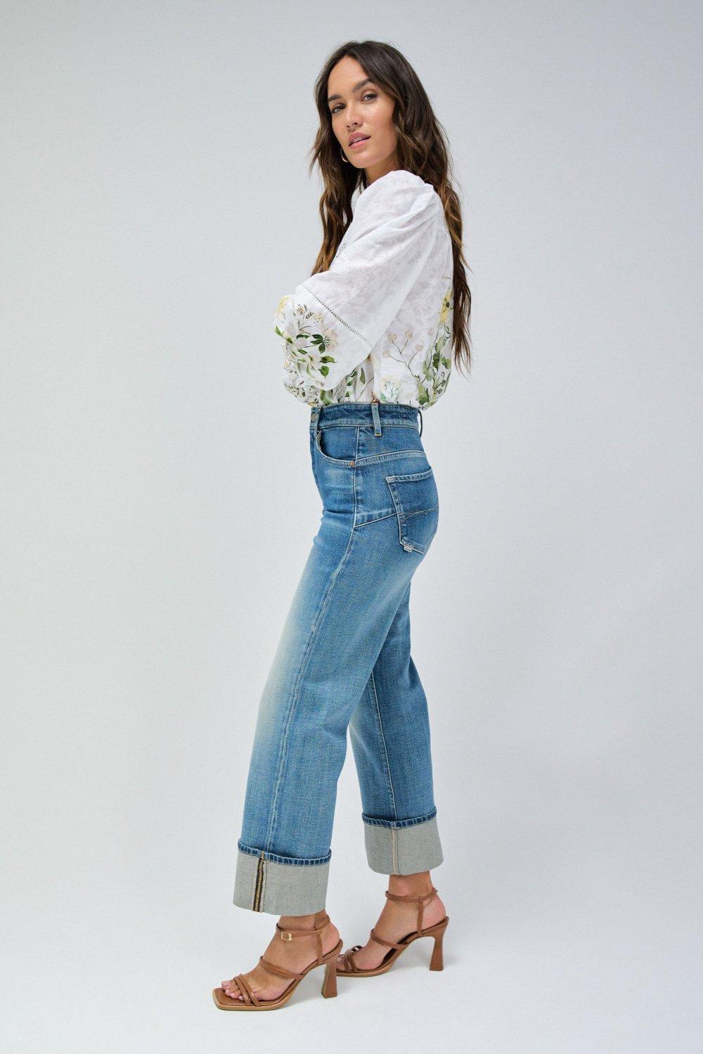 Faith Push In Straight Jeans, Blue, large image number 2