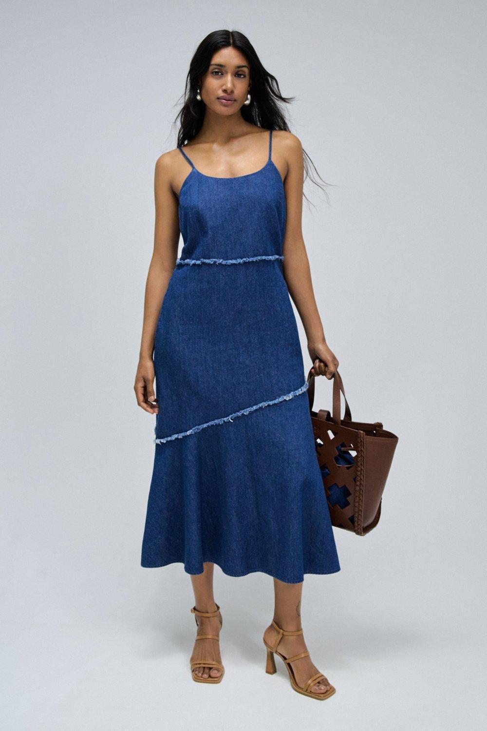 Blue Light Denim Dress, , large image number 0