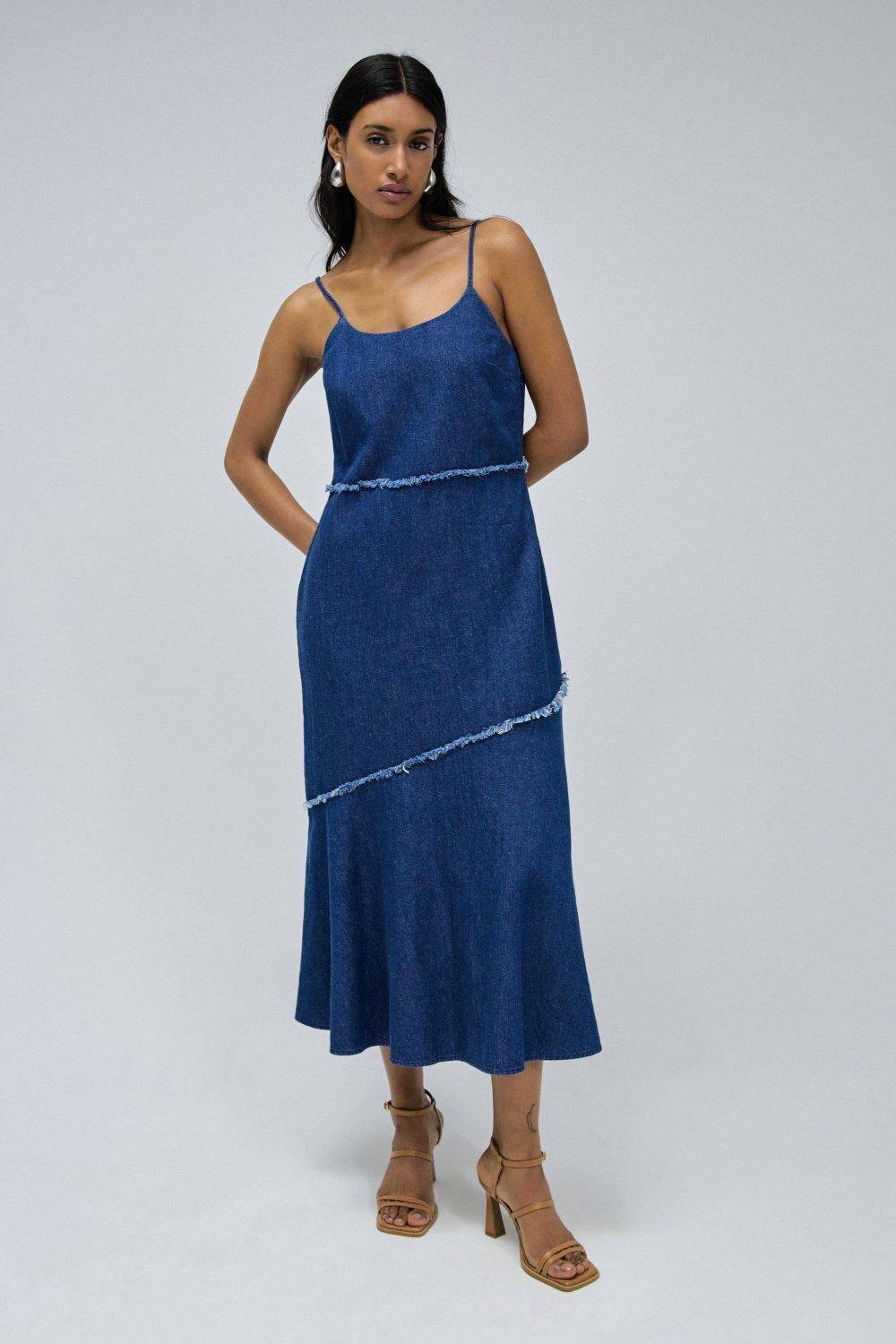 Light Denim Dress, Navy, large image number 1