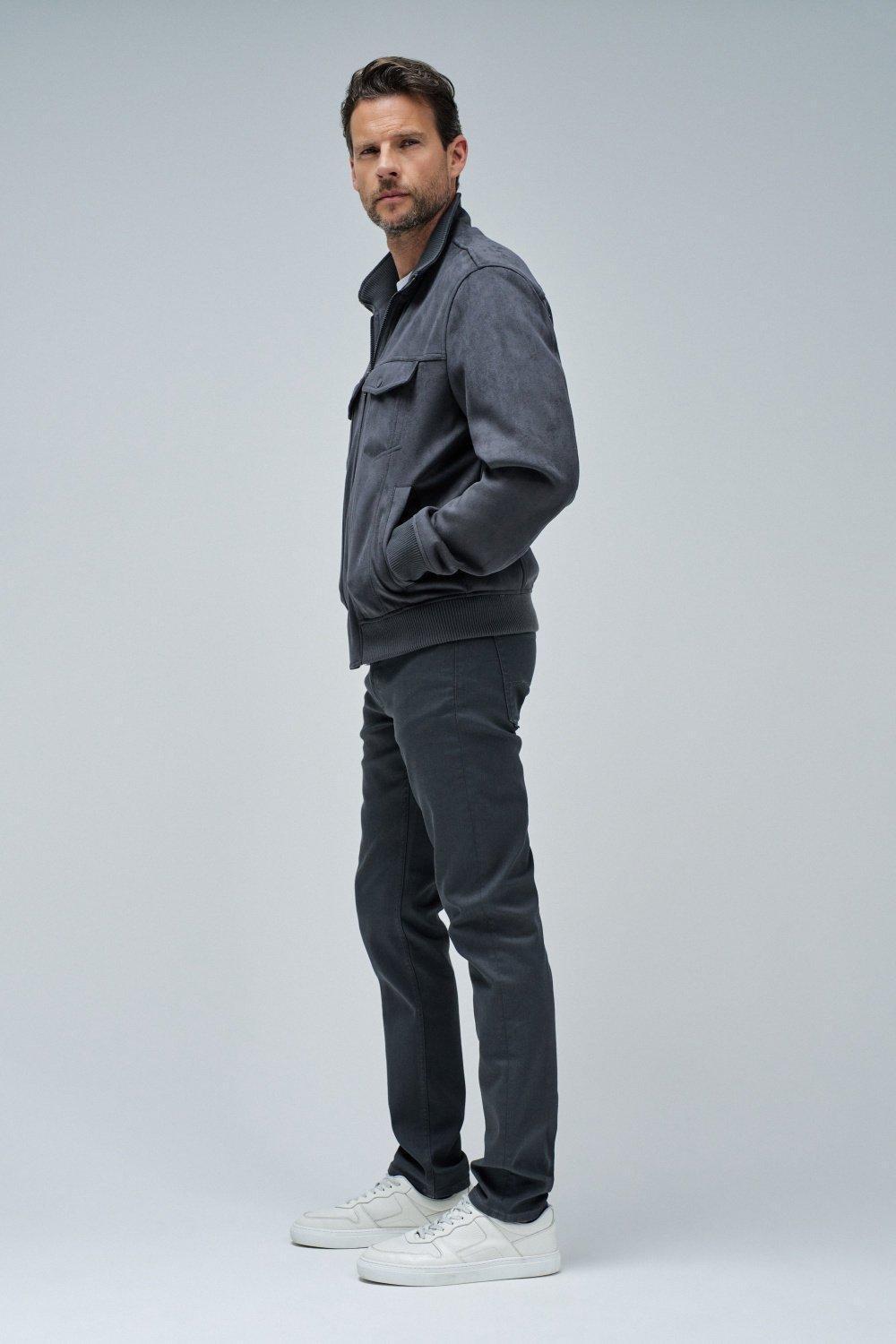 Suede Bomber Jacket, Grey, medium