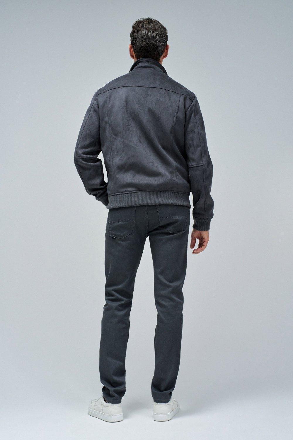 Suede Bomber Jacket, Grey, large image number 3