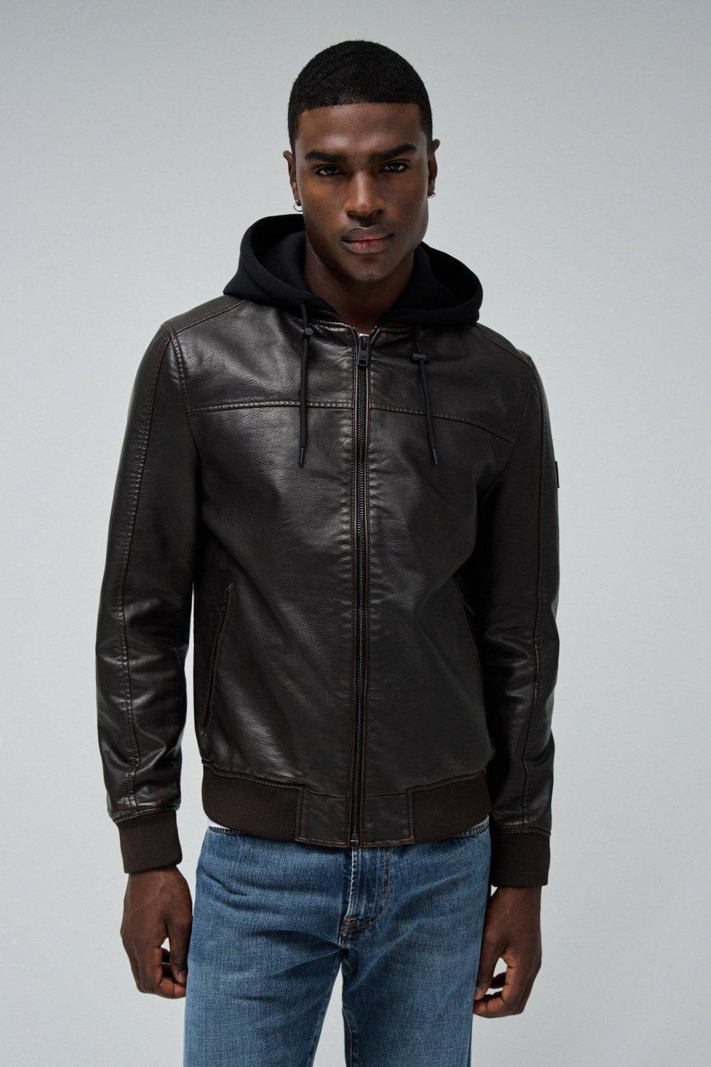 Brown Bomber Jacket Leather Effect, , large image number 0