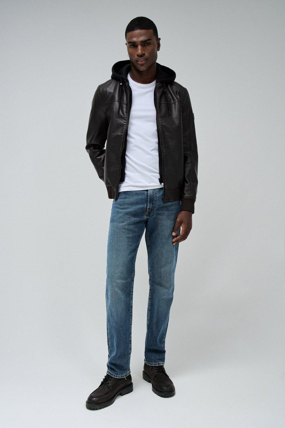 Bomber Jacket Leather Effect, Brown, medium