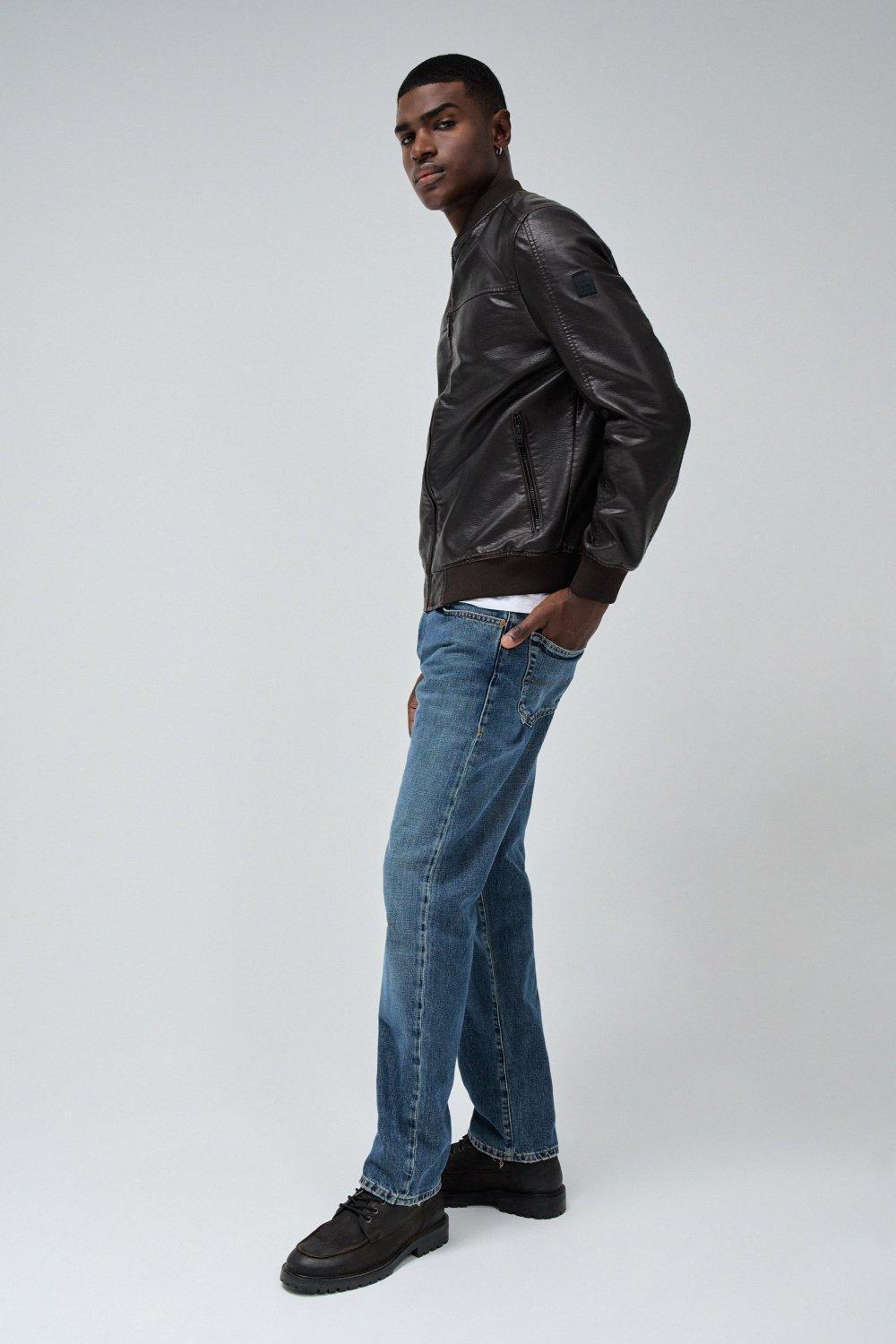 Bomber Jacket Leather Effect, Brown, medium