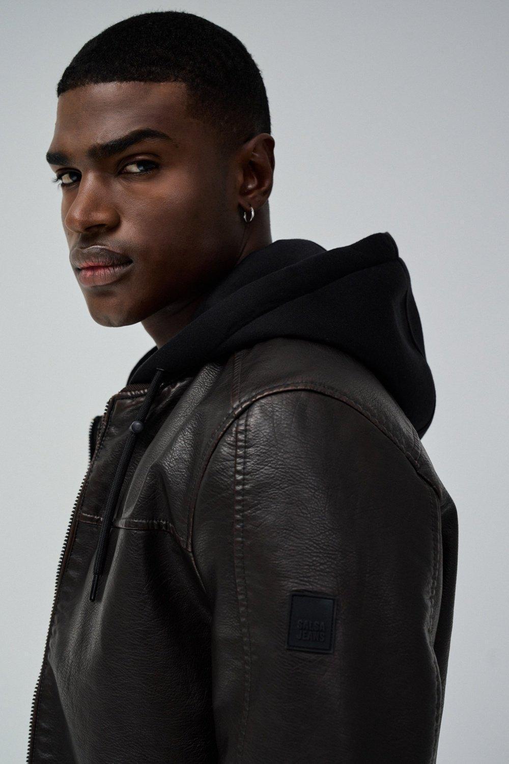 Bomber Jacket Leather Effect , Brown, large image number 4