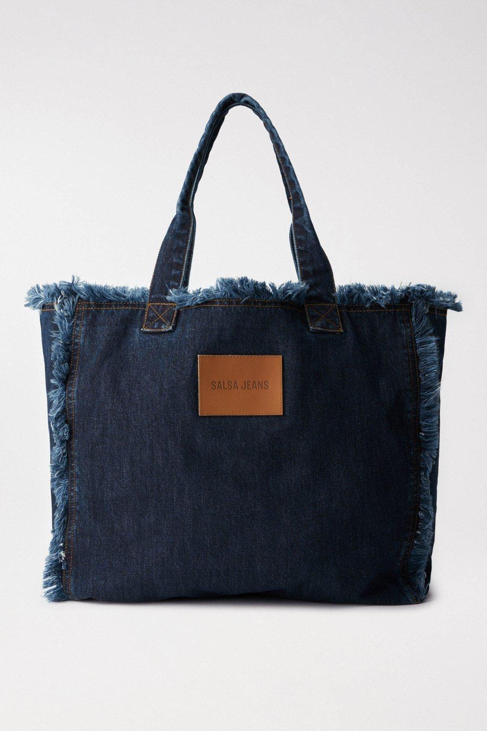 Navy Wash Denim Tote Bag, 2101_854, large image number 0