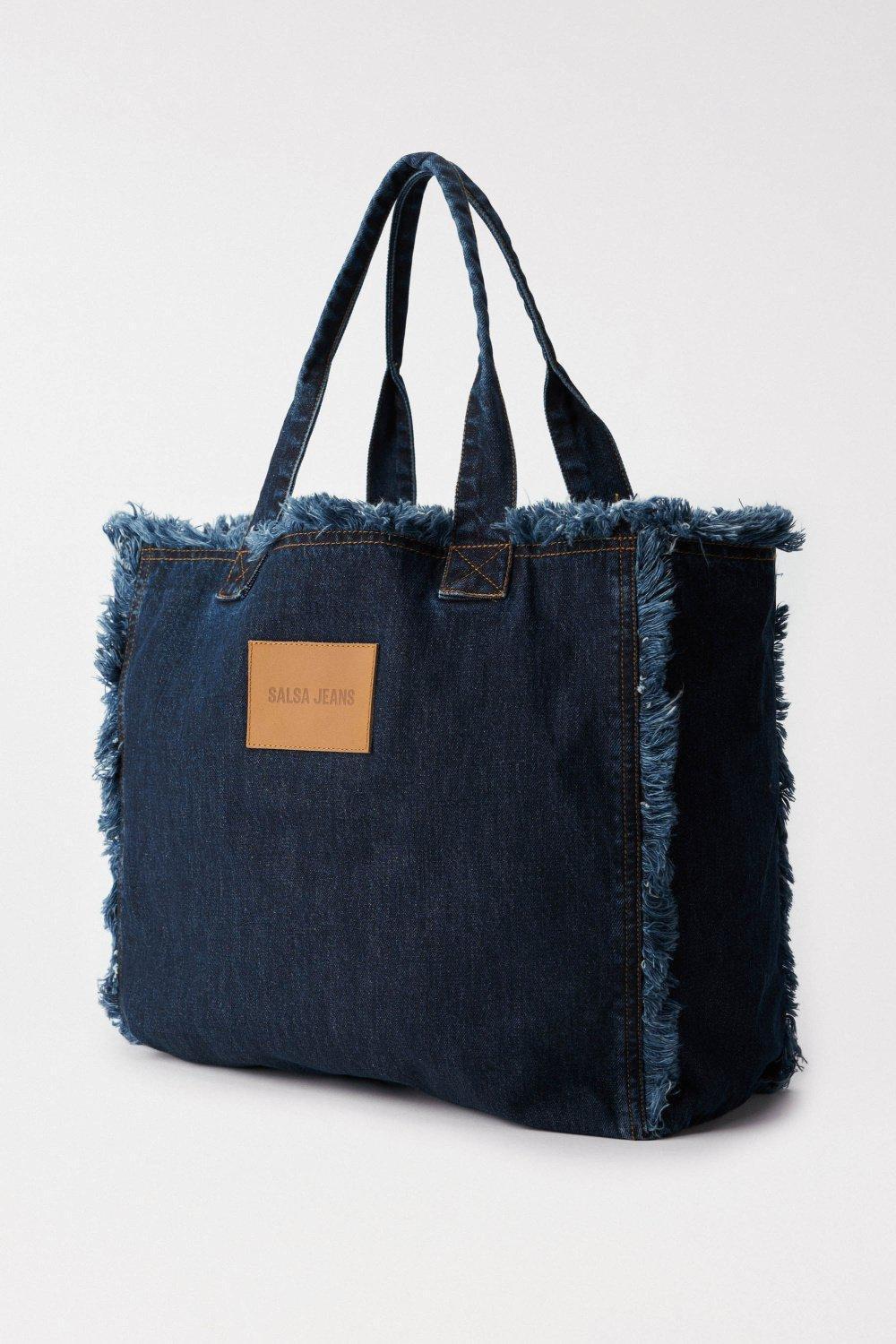 Navy Wash Denim Tote Bag, 2101_854, large image number 2