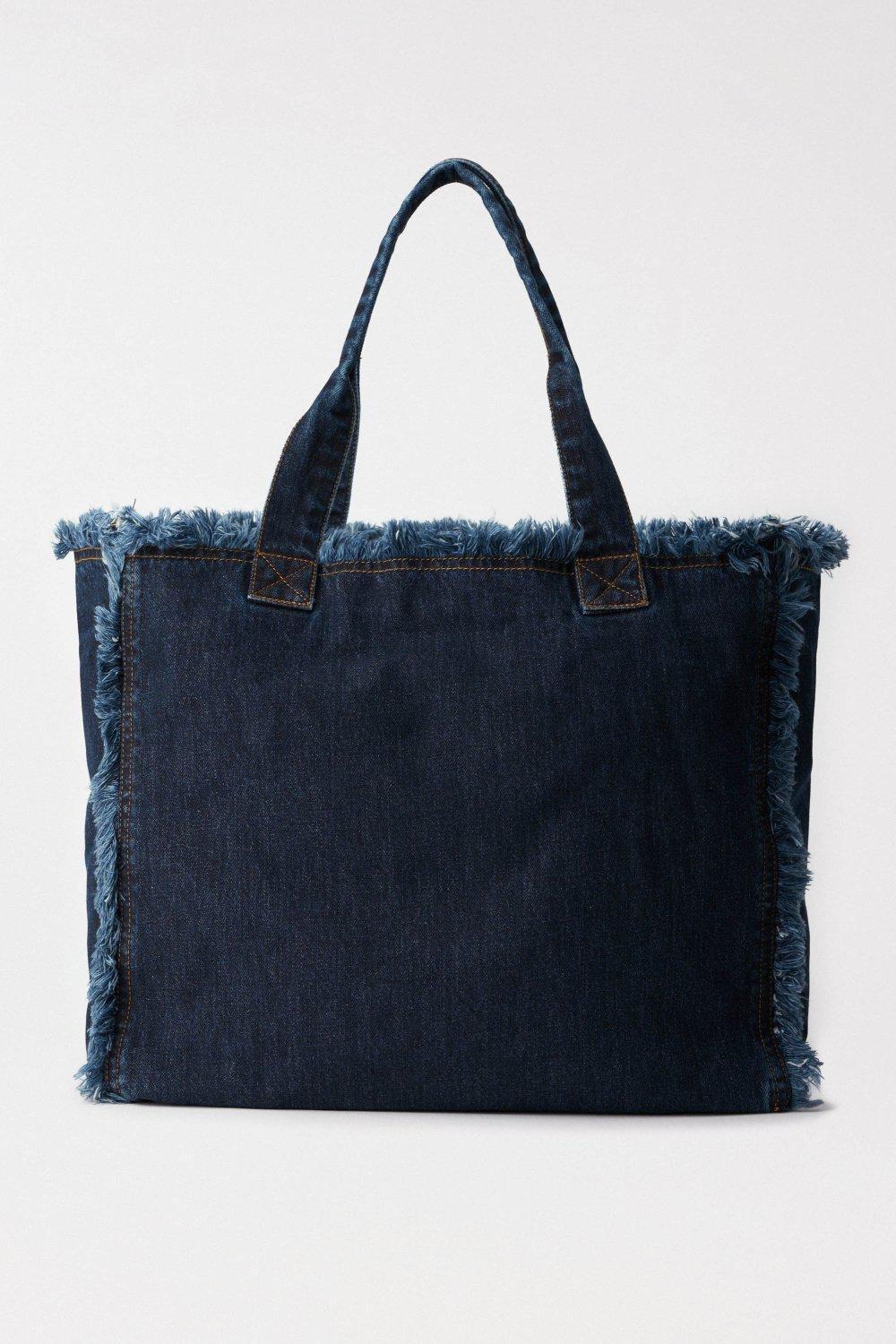 Navy Wash Denim Tote Bag, 2101_854, large image number 3