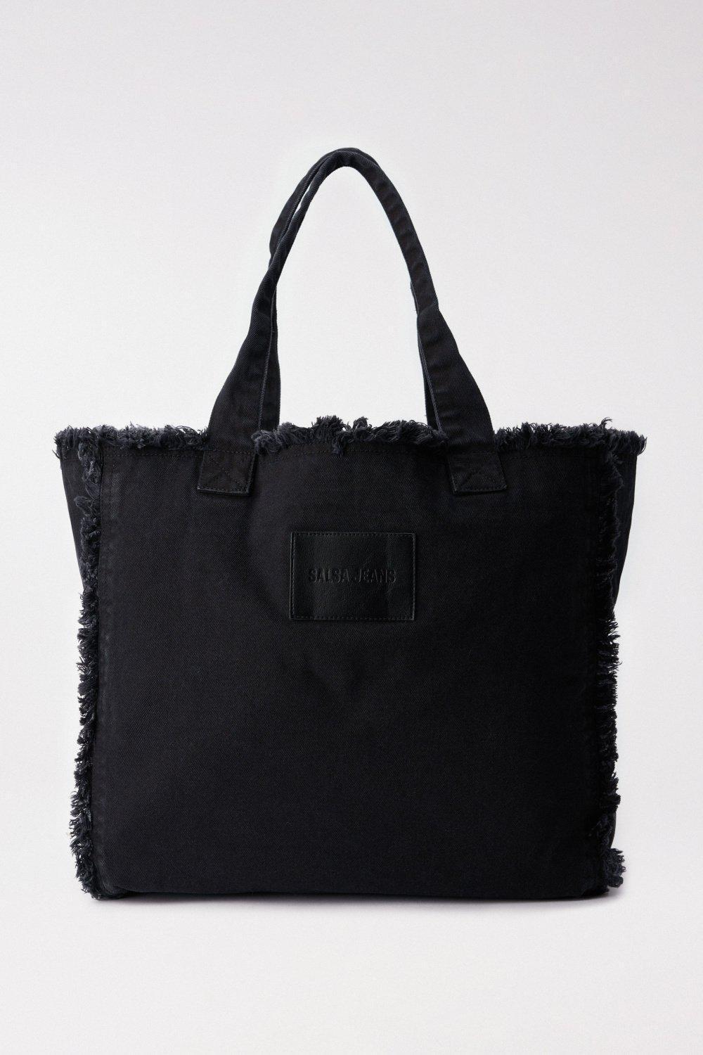 Denim Tote Bag, Black, large image number 0