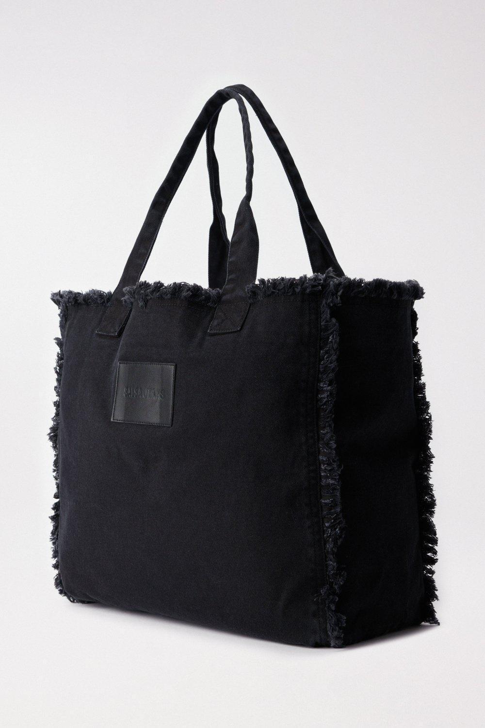 Denim Tote Bag, Black, large image number 2
