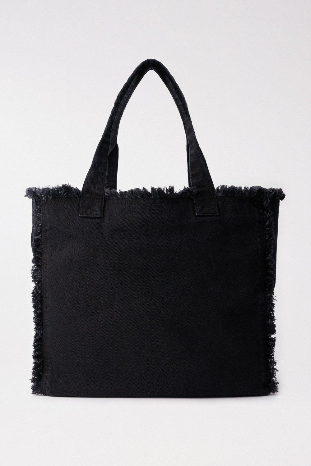 Denim Tote Bag, Black, large image number 3