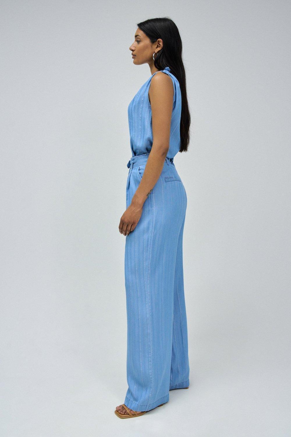 Blue Palazzo Leg Jeans, , large image number 1