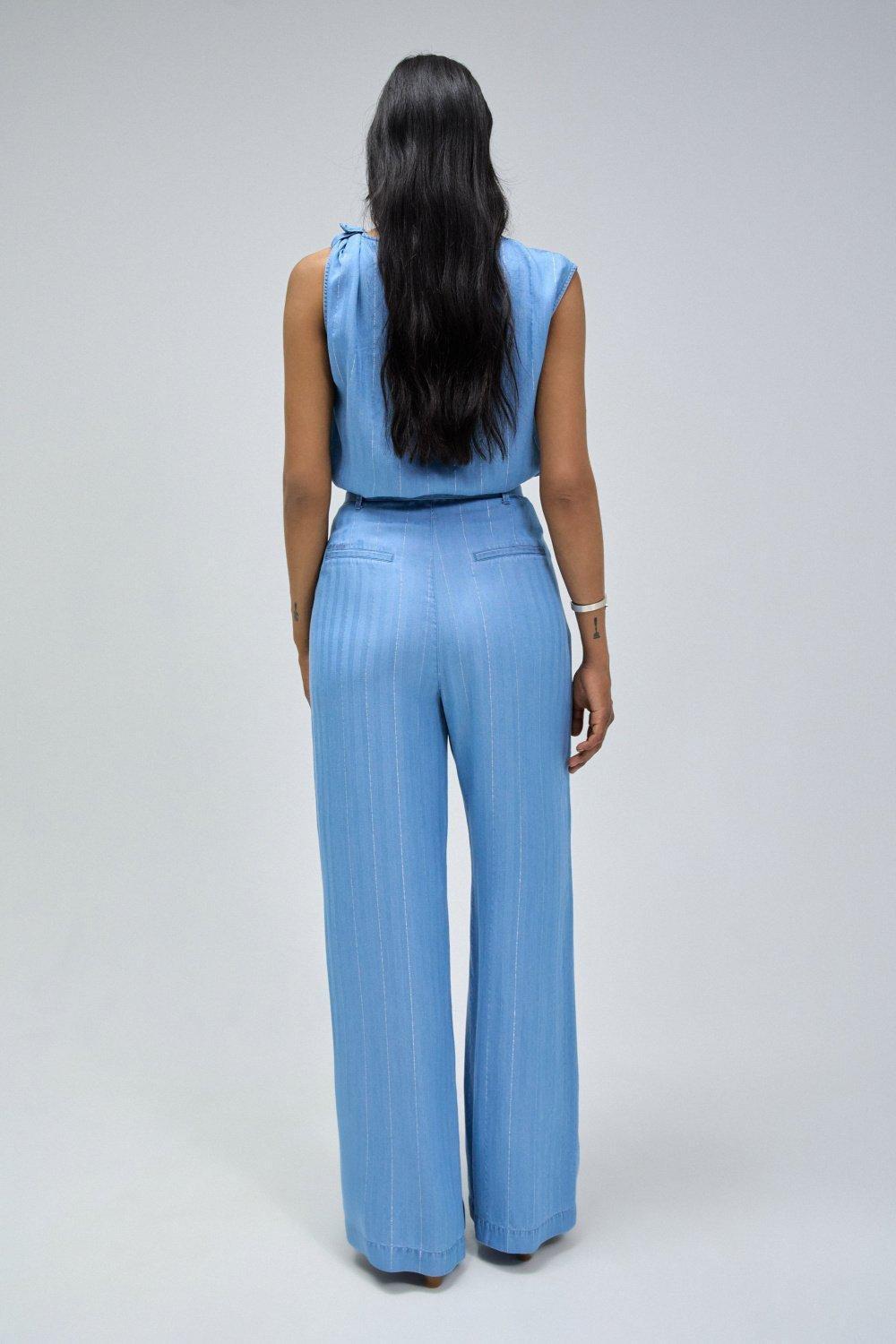 Blue Palazzo Leg Jeans, , large image number 2