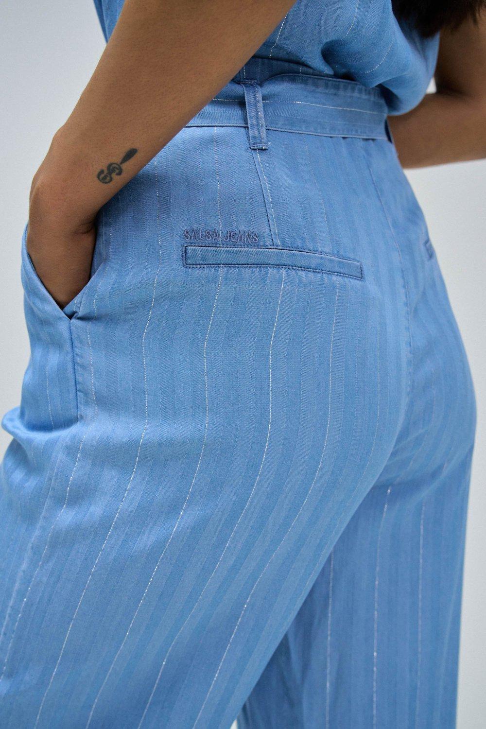 Blue Palazzo Leg Jeans, , large image number 3