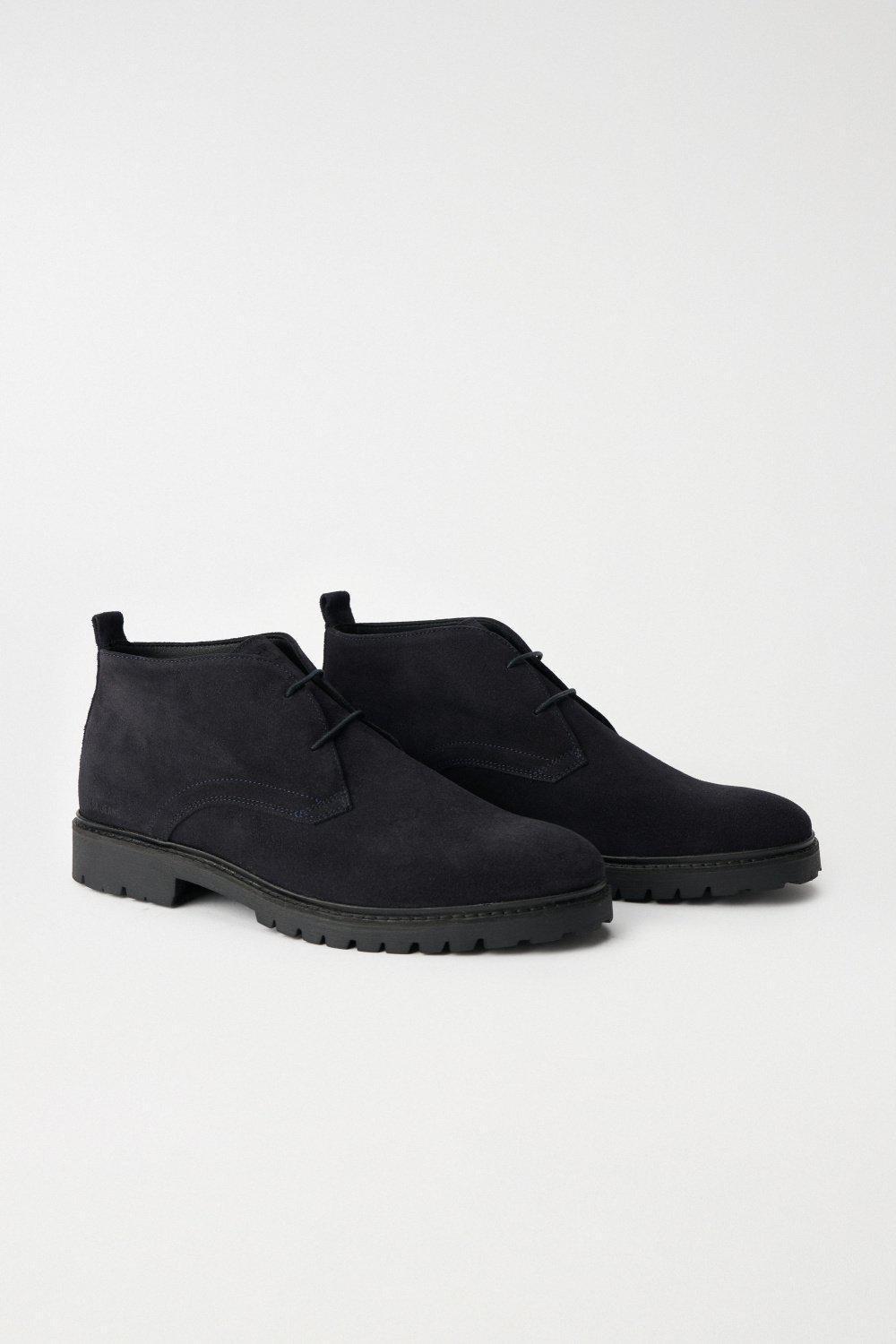 Blue Solid Chukka Boots, , large image number 2