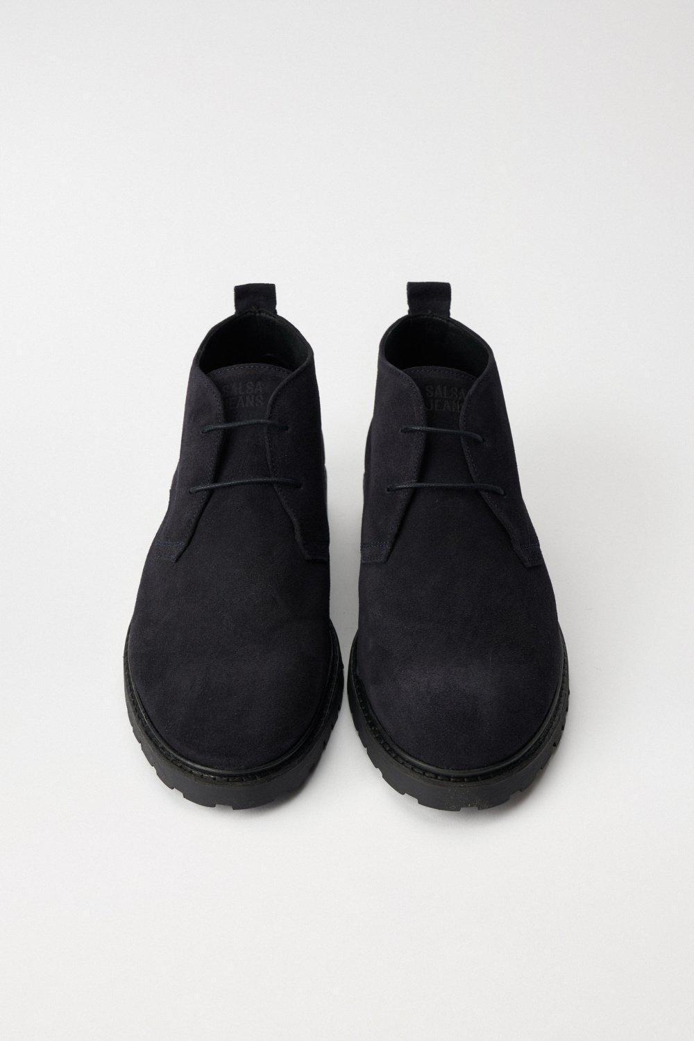 Blue Solid Chukka Boots, , large image number 3