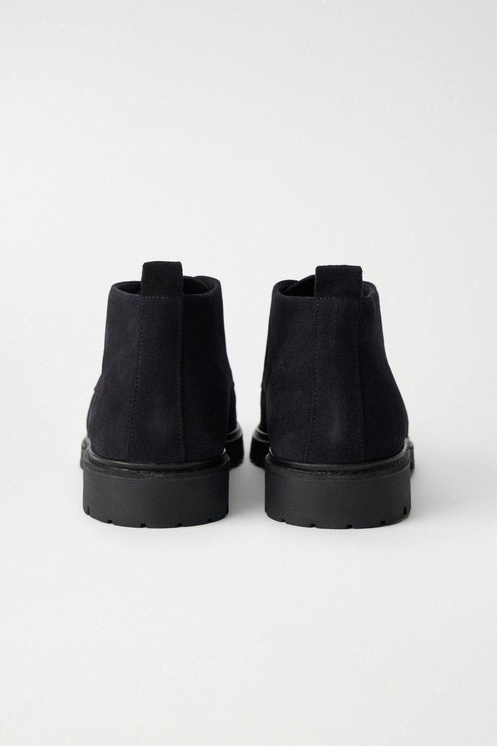 Blue Solid Chukka Boots, , large image number 4