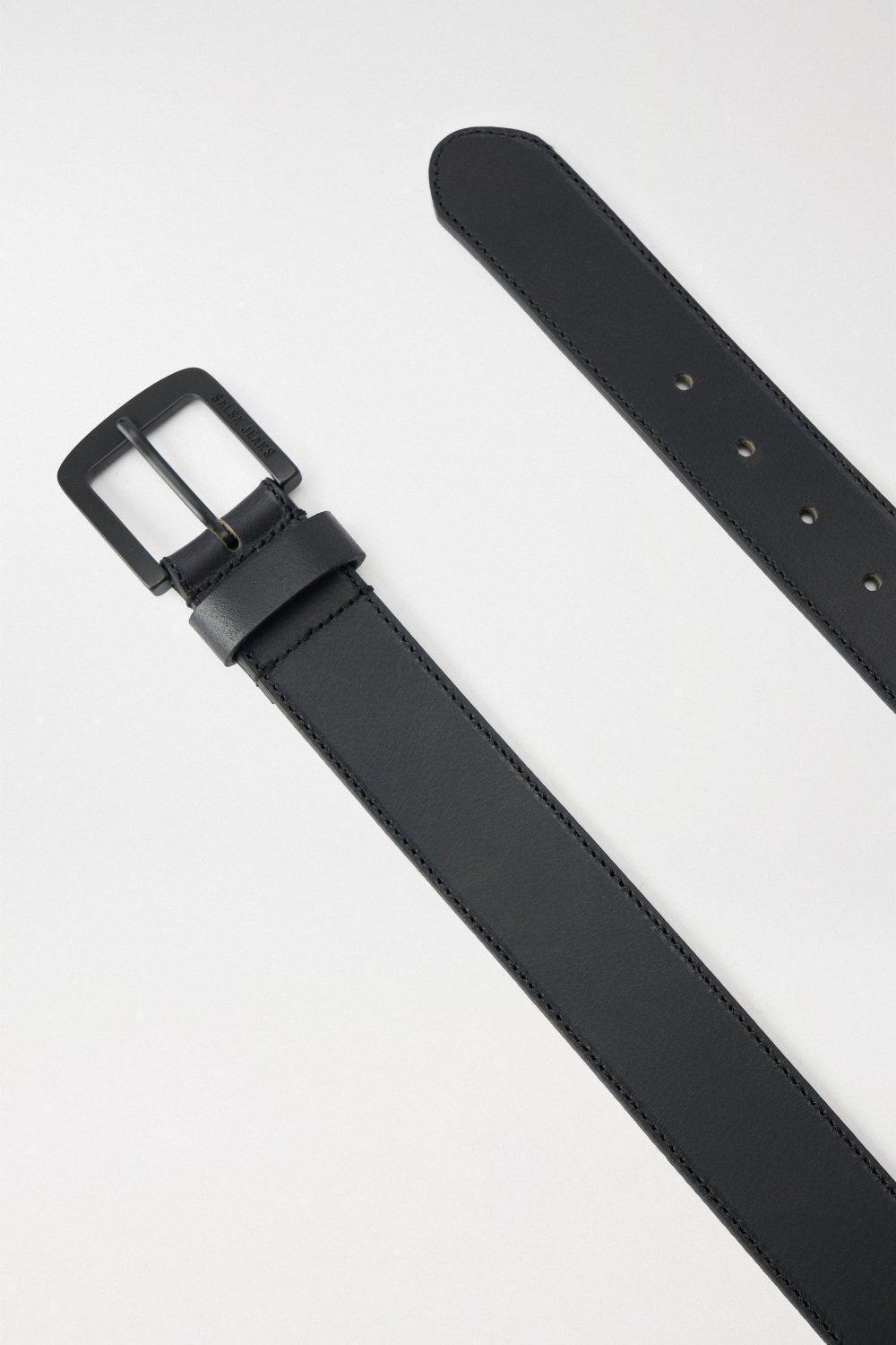 Embossed Leather Belt, Black, large image number 4