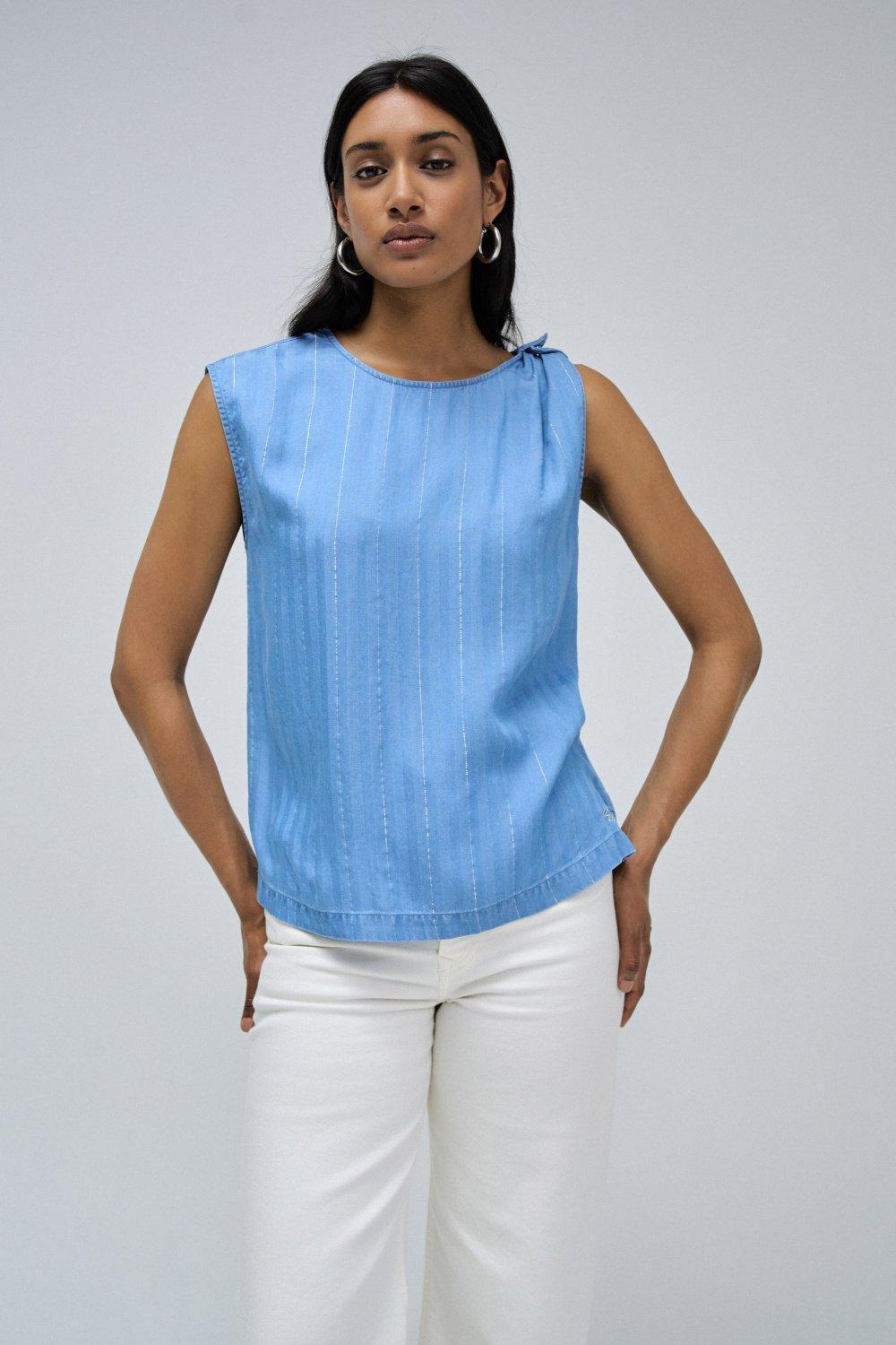 Blue Light Denim Top, , large image number 0
