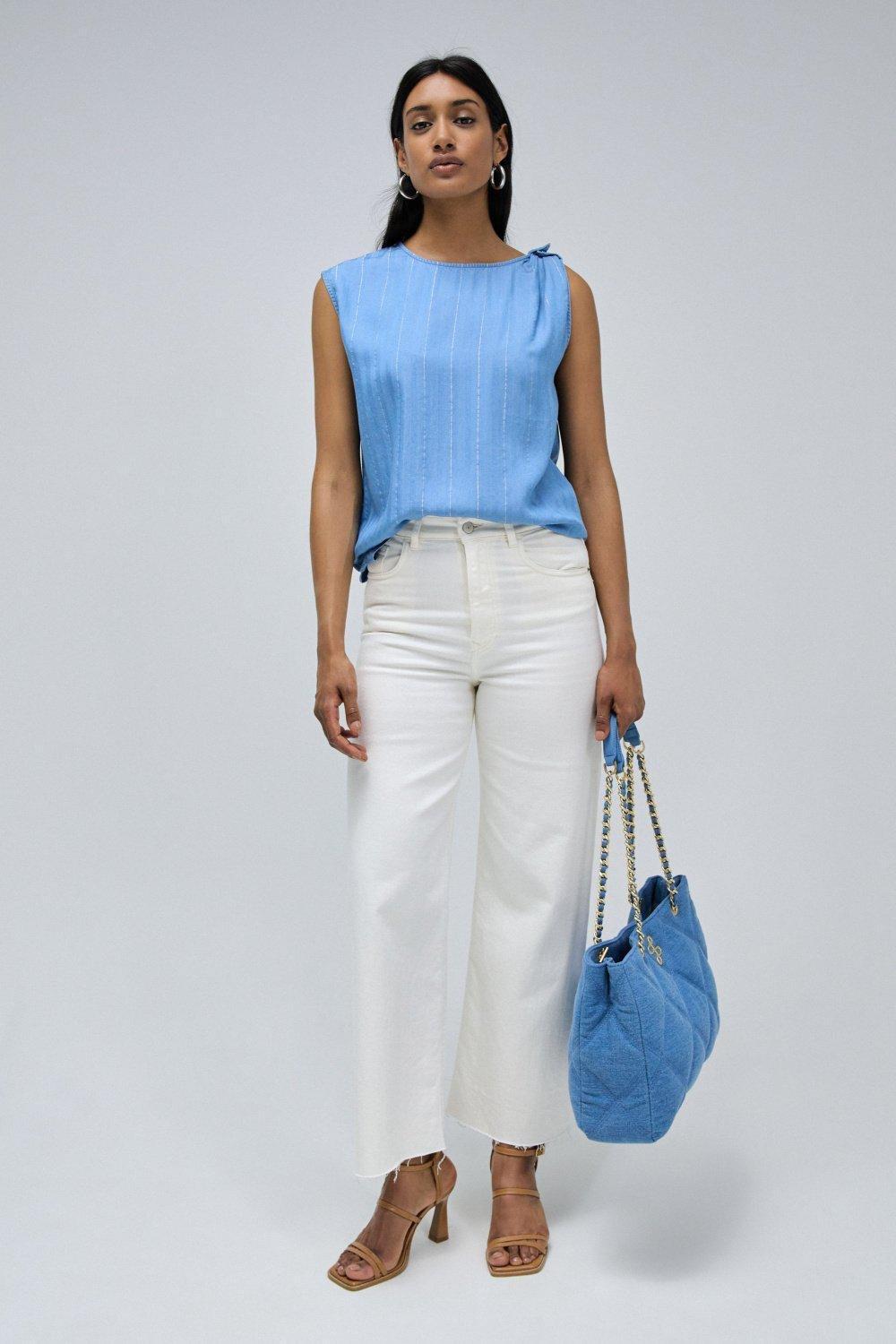 Blue Light Denim Top, , large image number 1
