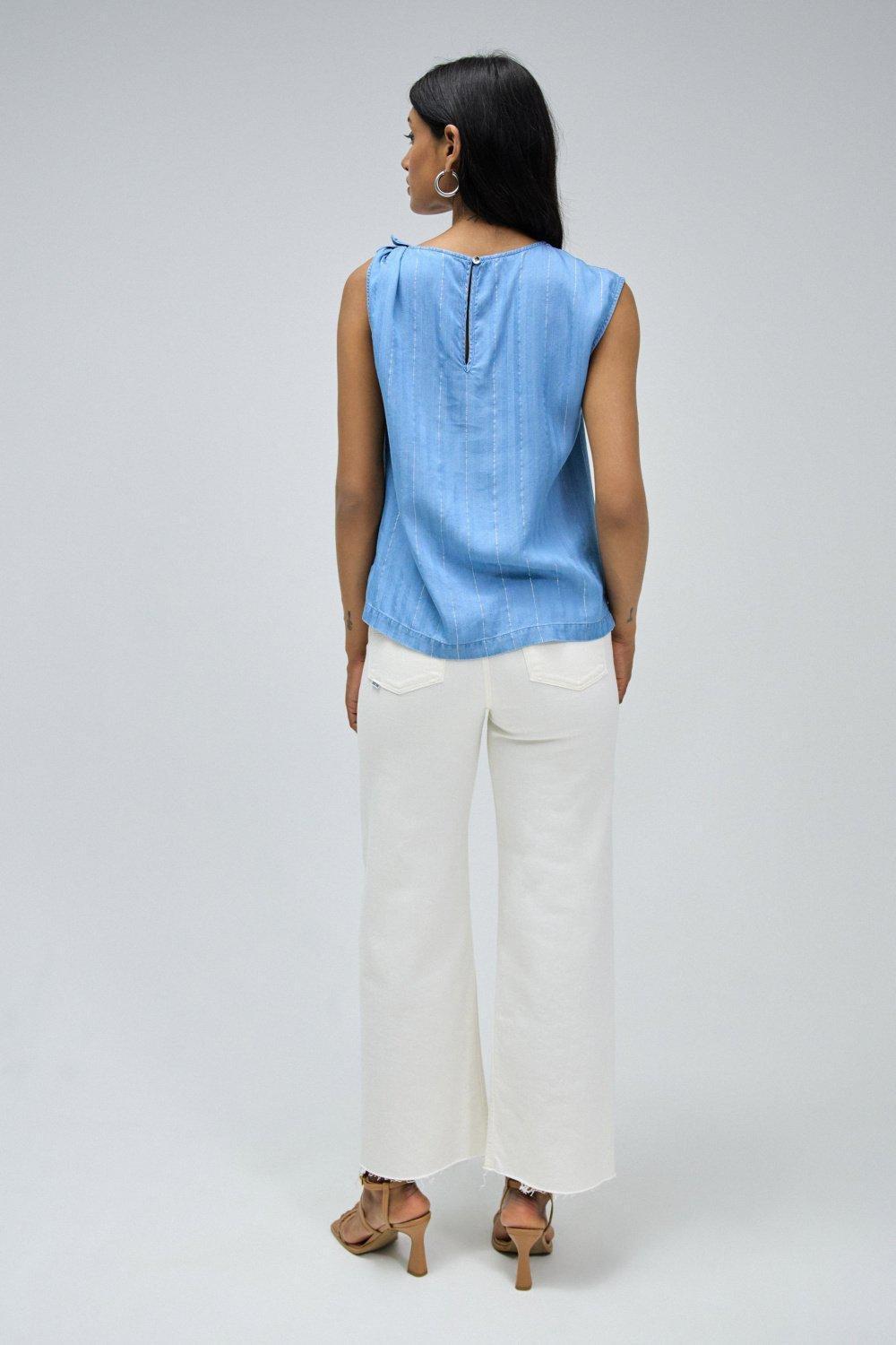 Blue Light Denim Top, , large image number 3