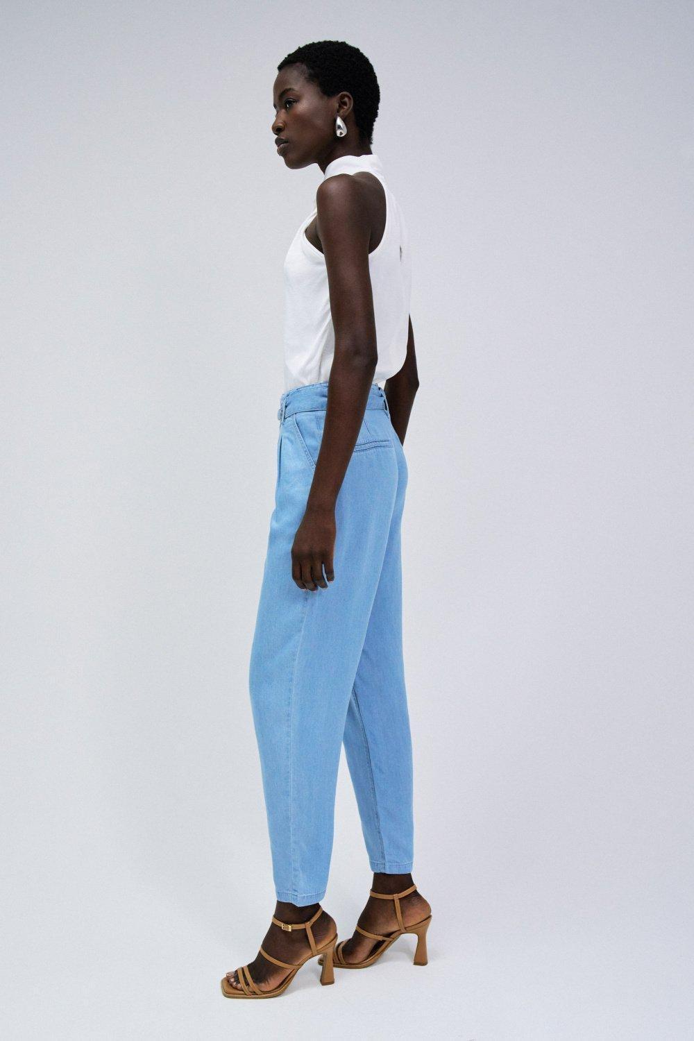 Baggy Light Denim Pants, Blue, large image number 1