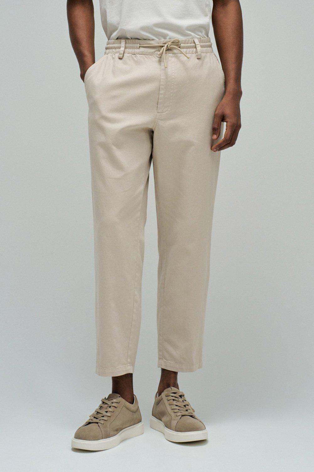 Jogger Pants With Linen, Beige, medium