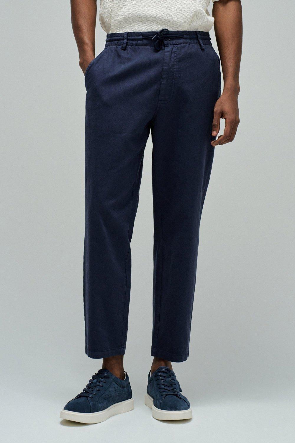 Jogger Pants With Linen, Blue, large image number 0