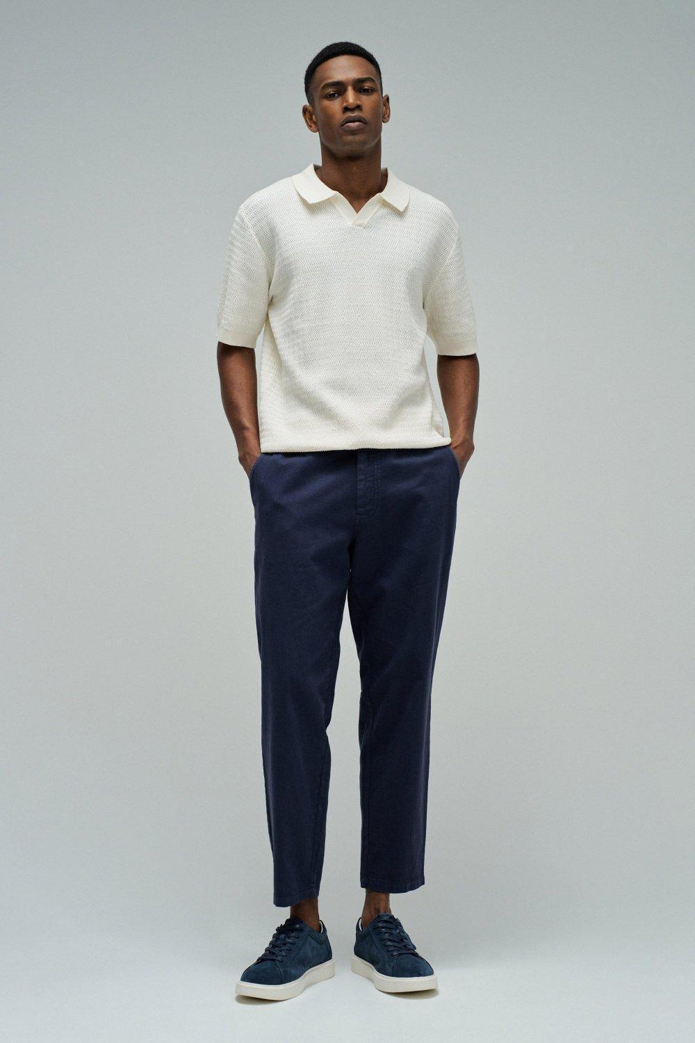 Jogger Pants With Linen, Blue, medium