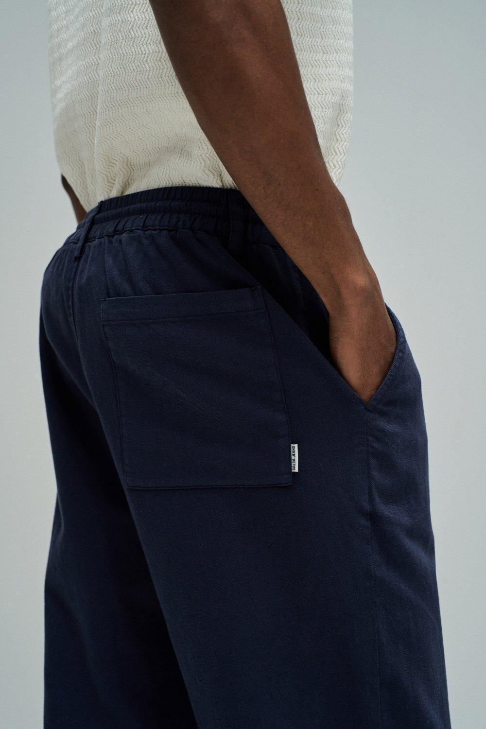 Jogger Pants With Linen, Navy, large image number 4