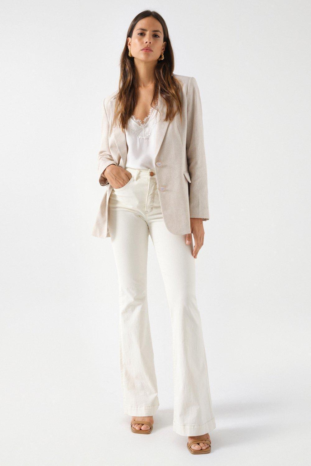 Linen Blazer With Shine, Beige, large image number 1