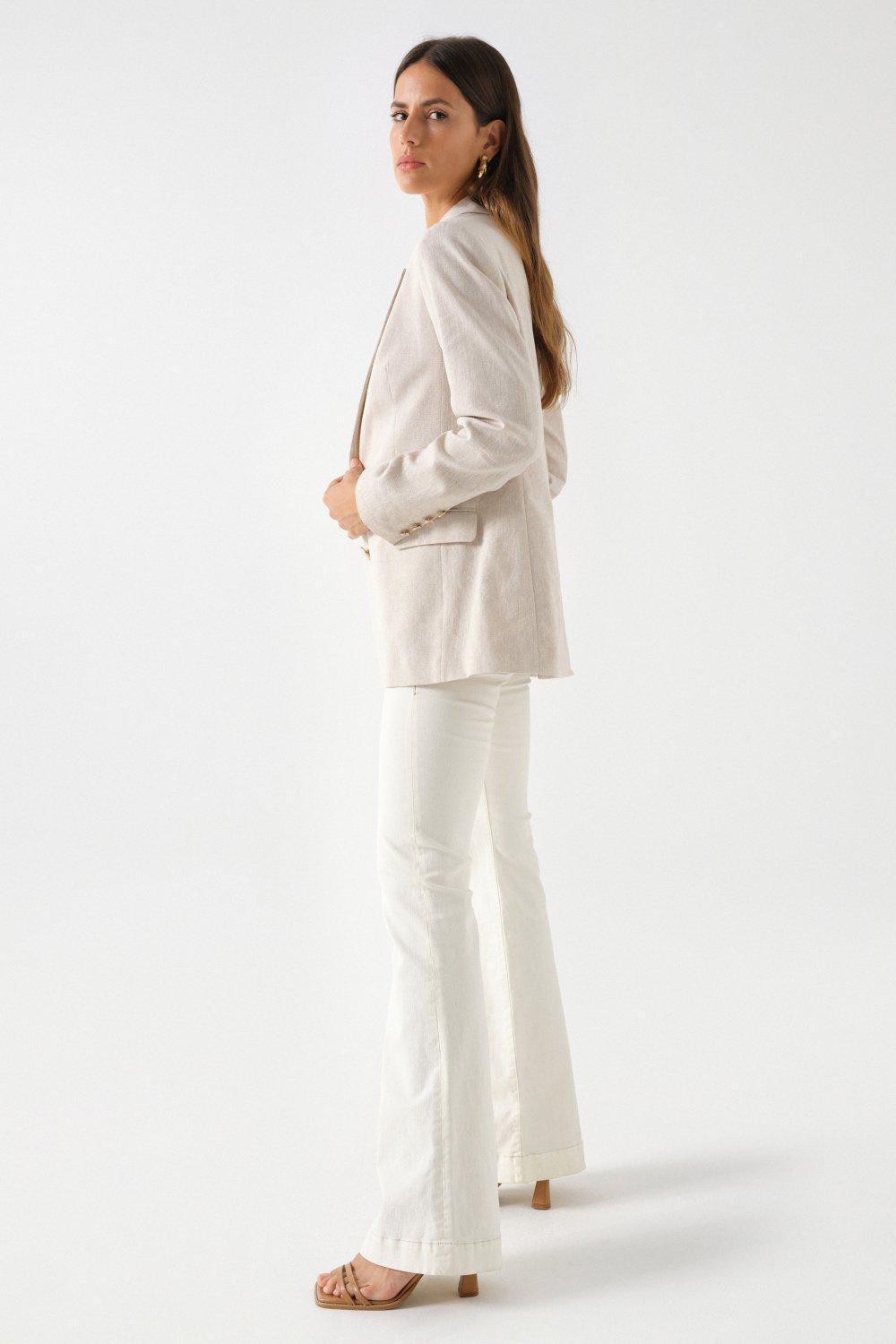 Linen Blazer With Shine, Beige, large image number 2