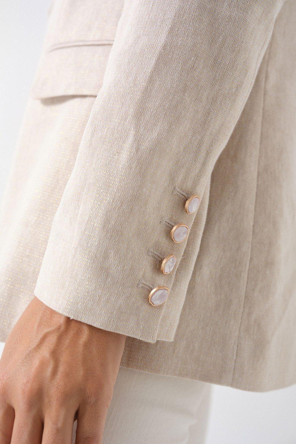 Linen Blazer With Shine, Beige, large image number 4