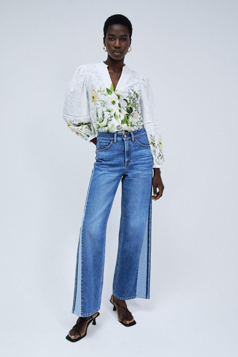 Printed Jacquard Blouse, Pearl, large image number 1