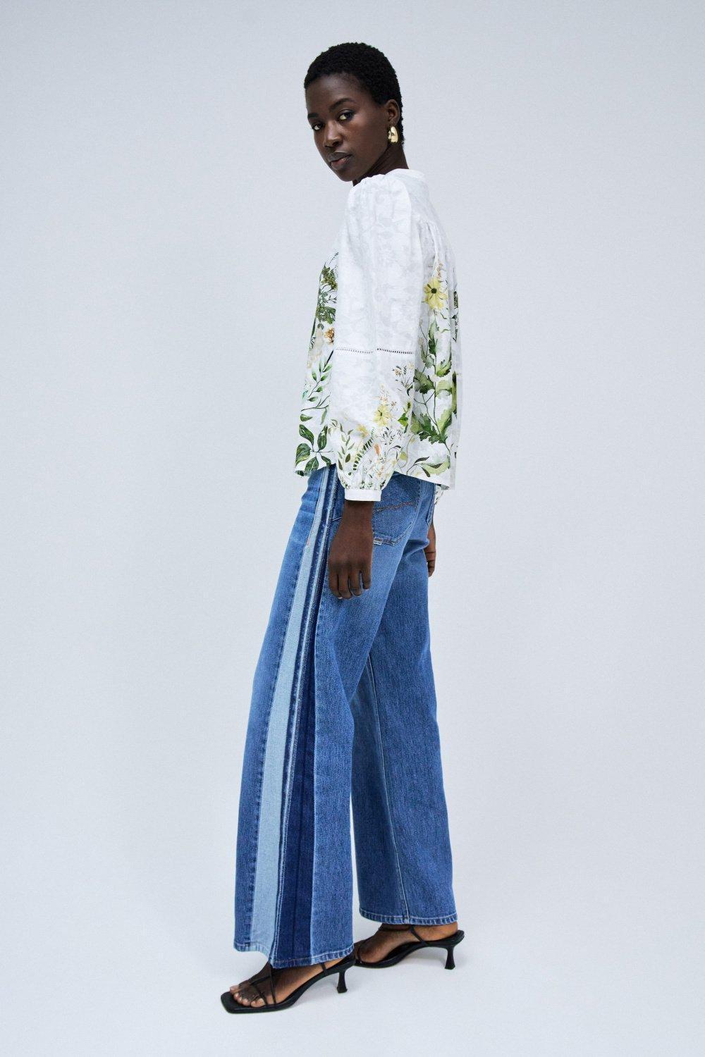 Printed Jacquard Blouse, Pearl, large image number 2