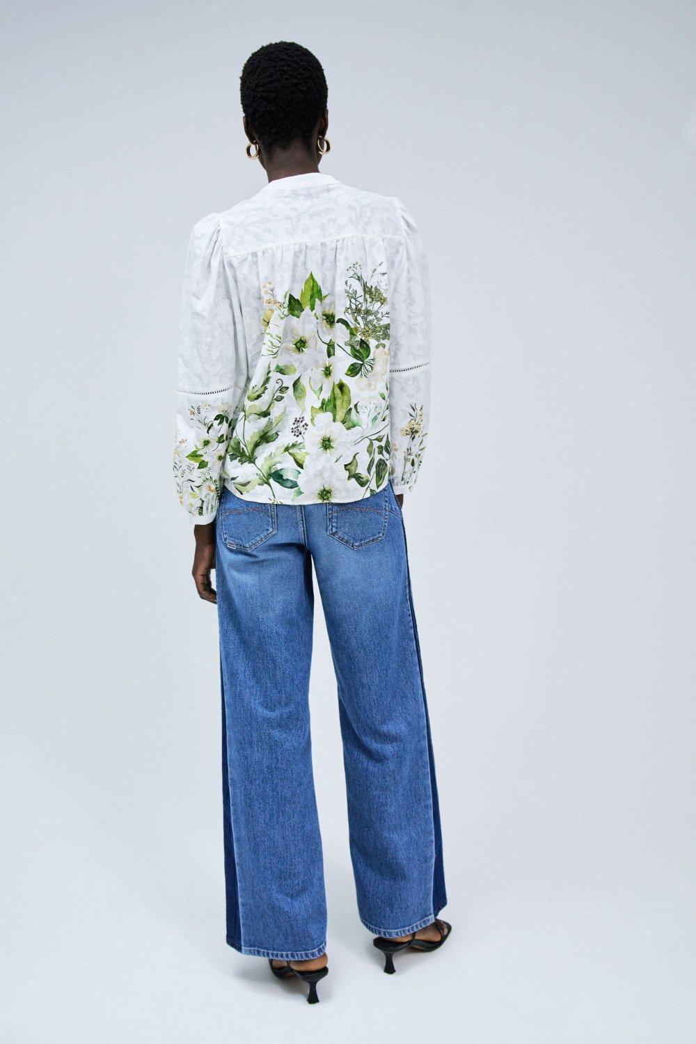 Printed Jacquard Blouse, Pearl, large image number 3