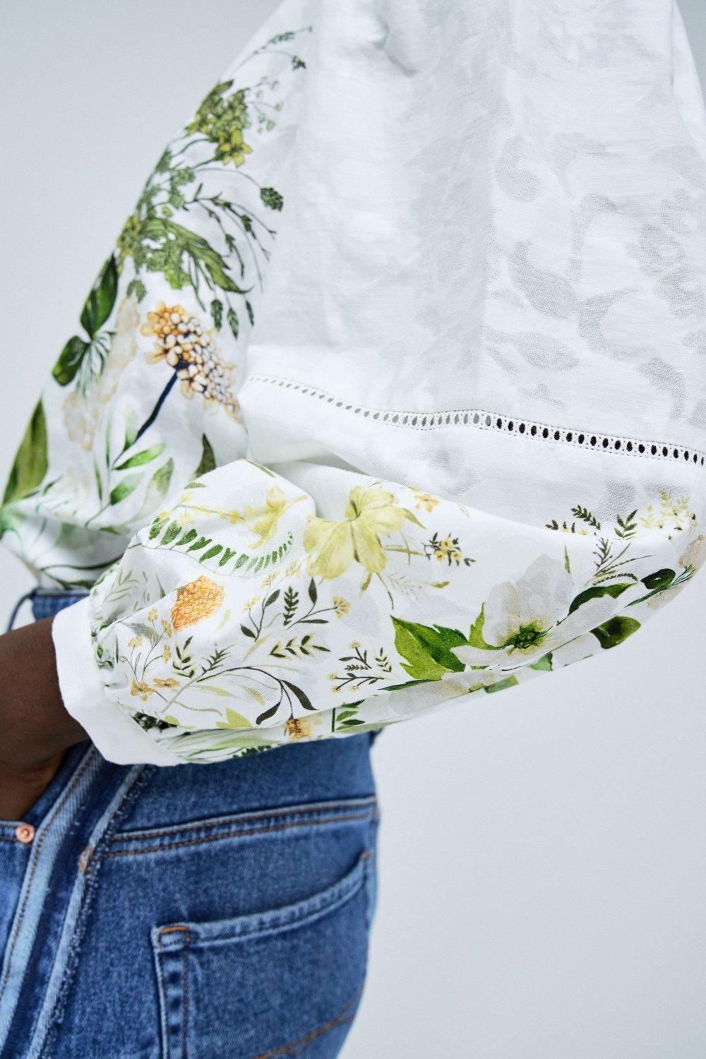 Printed Jacquard Blouse, Pearl, large image number 4