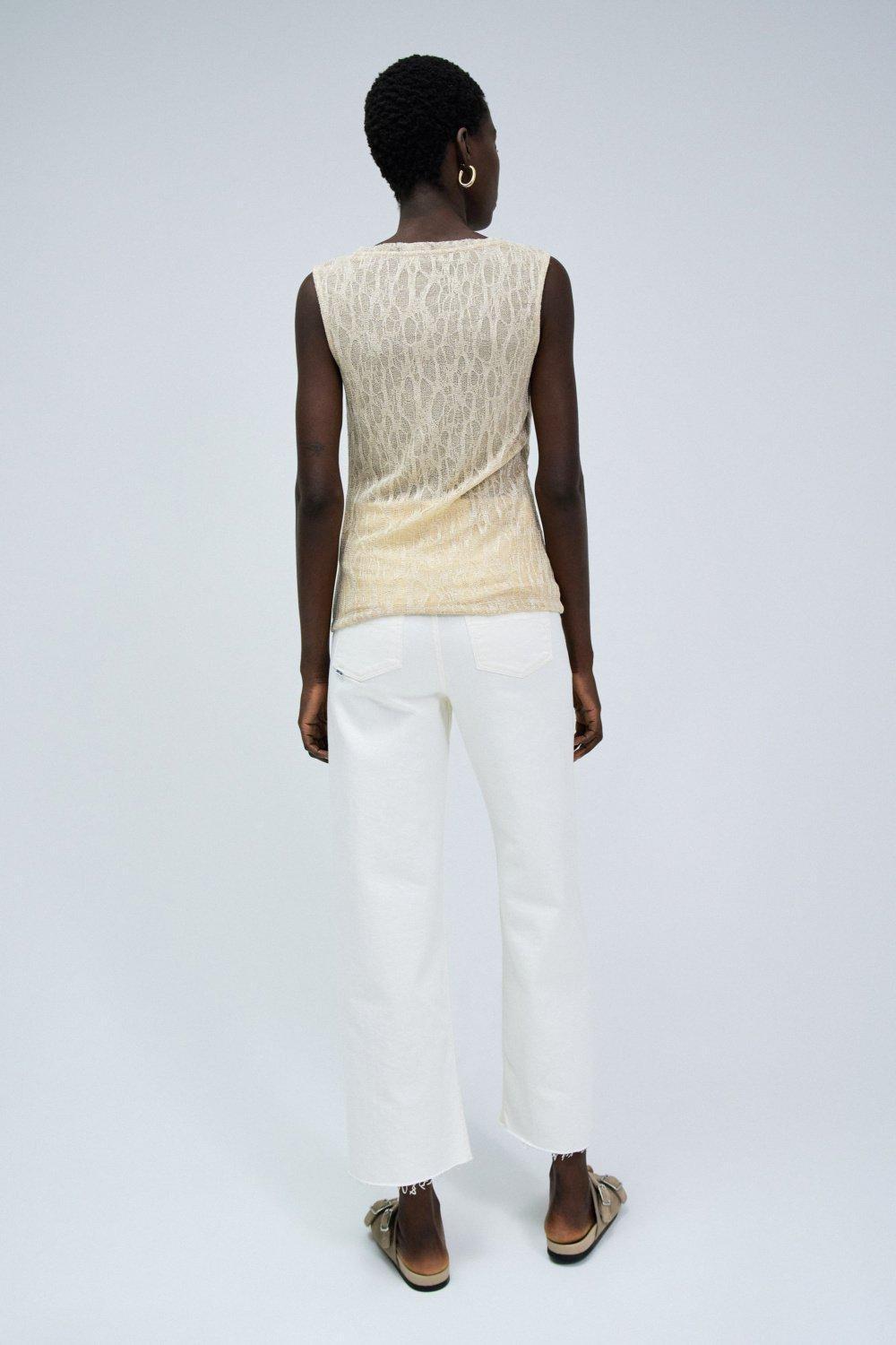 Beige Knitted Top, , large image number 3