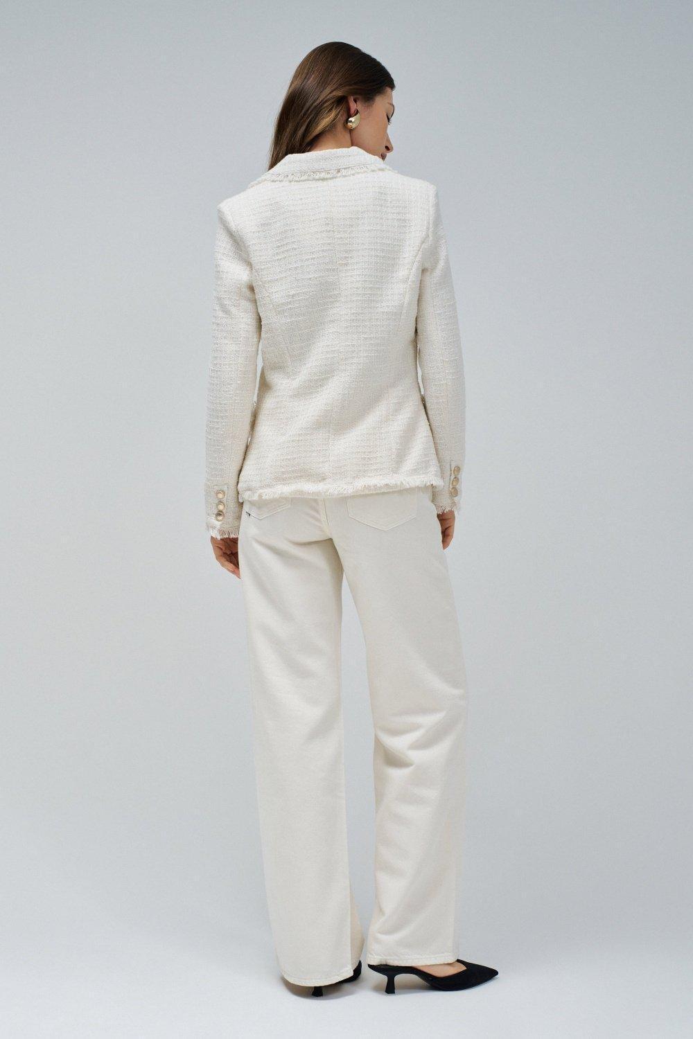 Fitted Tweed Blazer, Beige, large image number 3