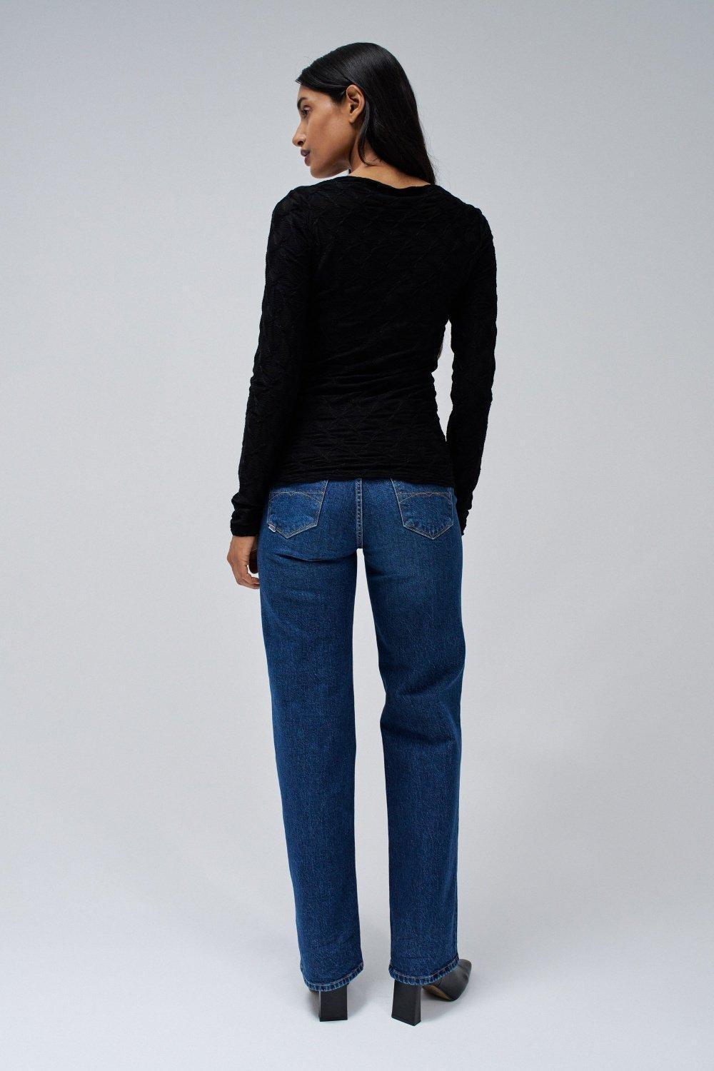 Black Textured Detailed Sweater, , large image number 3