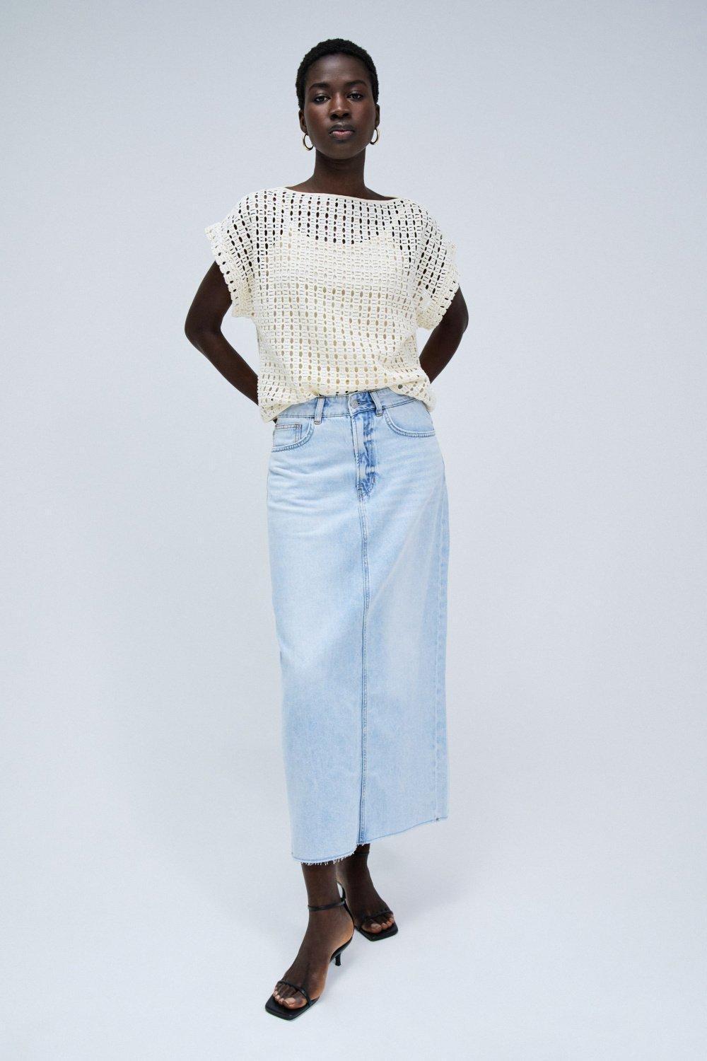 Crochet T-Shirt, Beige, large image number 1