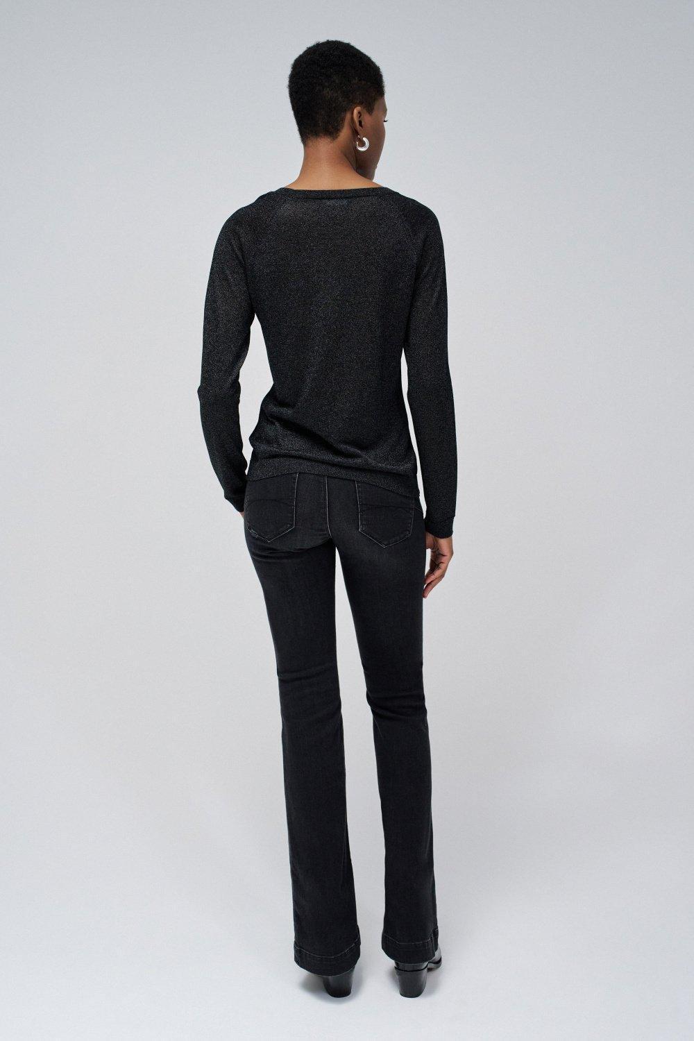 Slim Knit Sweater, Black, large image number 3