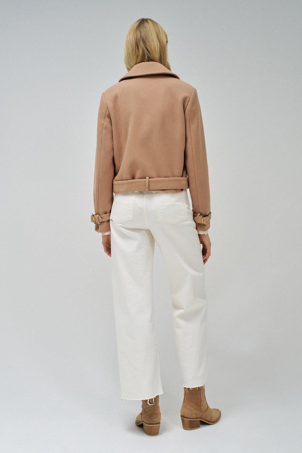 Brown Plain Cropped Coat, , large image number 3