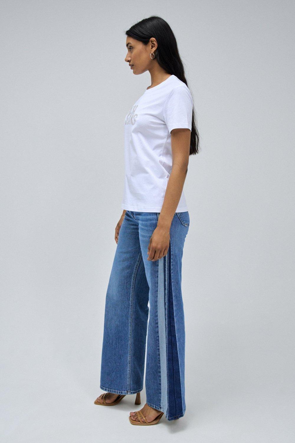 Lurex Embroidered Branding T-Shirt, White, large image number 2