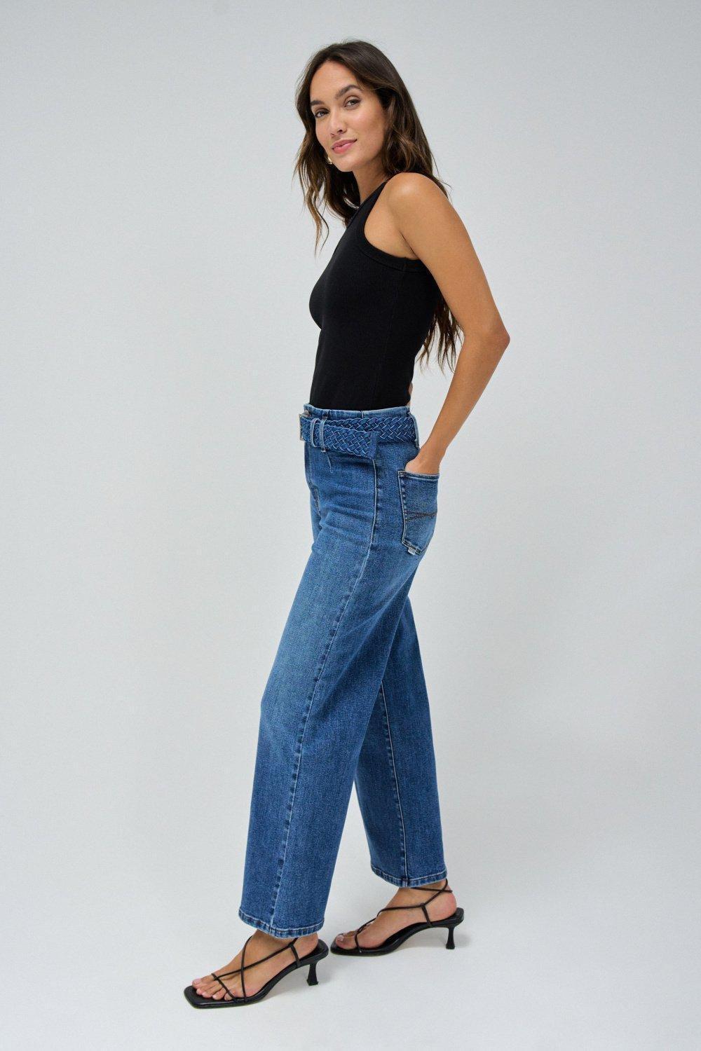 Wide-Leg Cropped Jeans, Navy, large image number 2