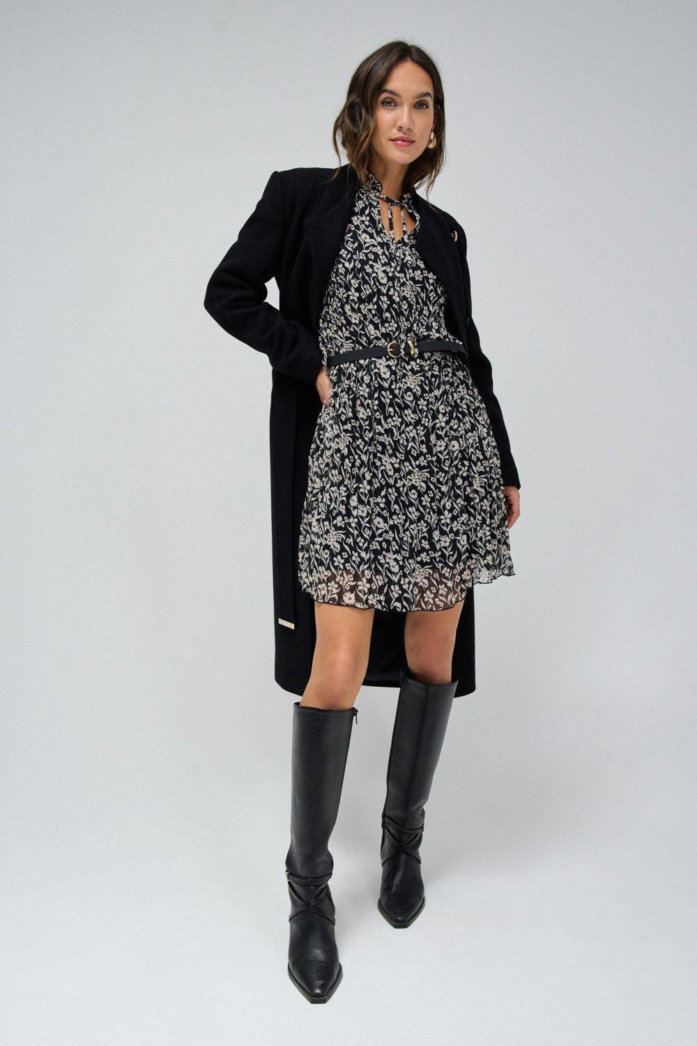 Black Floral Shirt Dress, , large image number 1