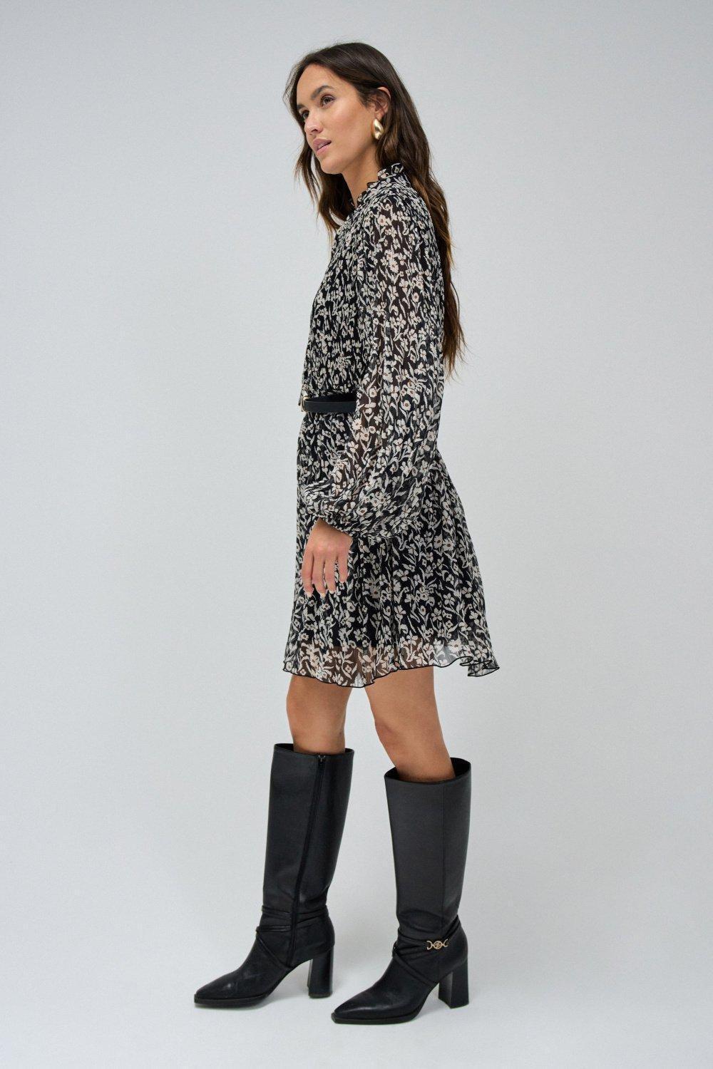 Black Floral Shirt Dress, , large image number 2