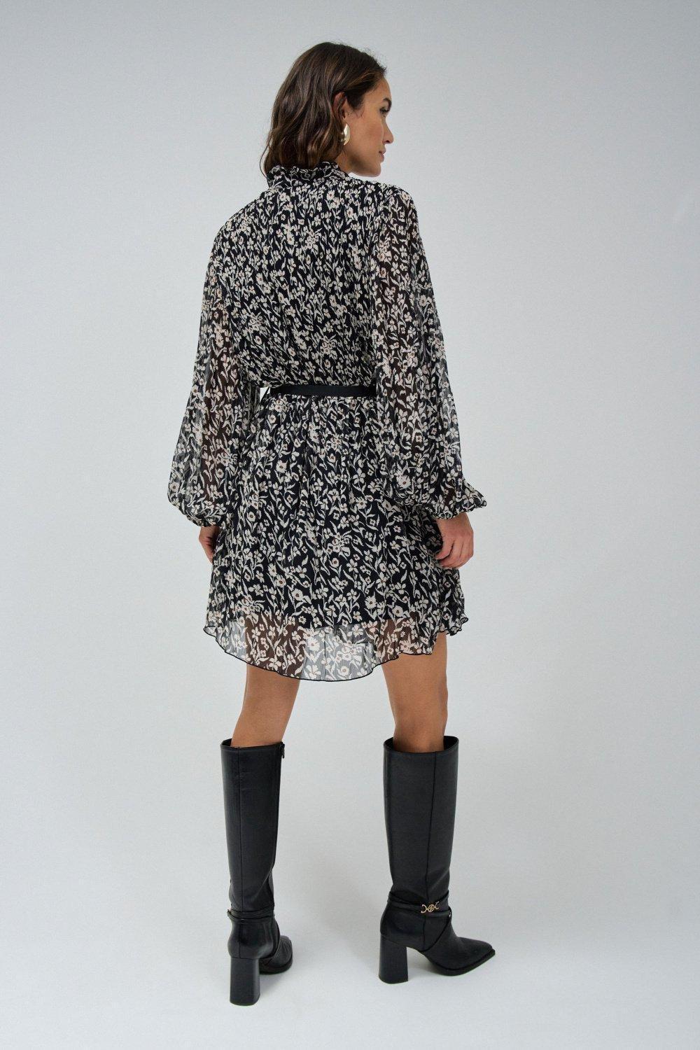 Black Floral Shirt Dress, , large image number 3